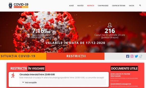 covid19.brasovcity.ro – platforma de informare a brașovenilor cu privire la coronavirus și la campania de vaccinare