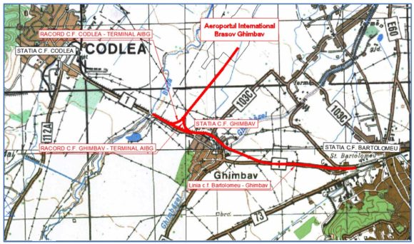 APM Brașov a pus în dezbatere publică proiectul „Realizare conexiune feroviară cu Aeroportul Internațional Brașov-Ghimbav” în vederea emiterii acordului de mediu