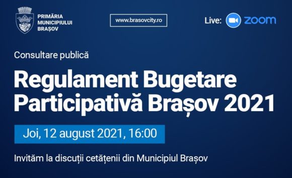 Primăria Brașov invită brașovenii să participe la o dezbatere online privind Regulamentul Procesului de Bugetare Participativă