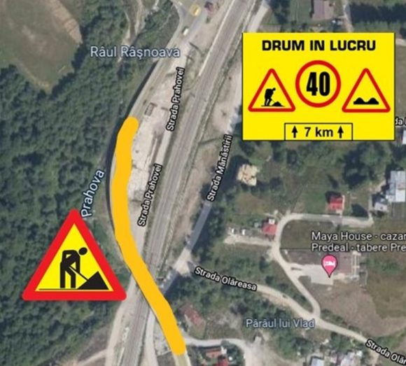 Restricții de circulație pe DN1 la ieșirea din Predeal în zona pasajului peste calea ferată