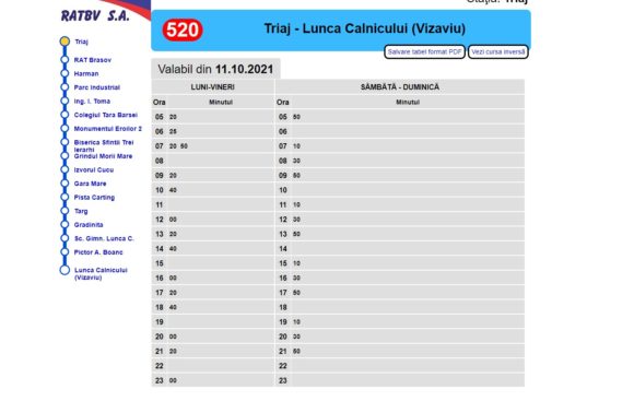 Modificări în orarul Liniei 520 în scopul optimizării transportului la orele de deplasare a elevilor