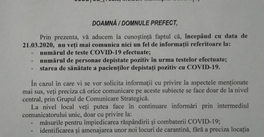 Guvernul PNL reacționează la scrisoarea deschisă a presei brașovene și interzice autorităților locale furnizarea celor mai importante informații cu privire la Covid-19