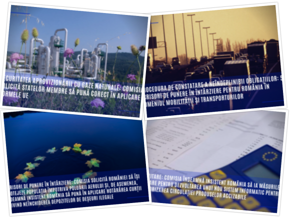 Comisia Europeană notifică România pe probleme de calitatea aerului, deșeuri, impozitare, securitatea aprovizionării cu gaze naturale, mobilitate, transporturi și cerul unic european