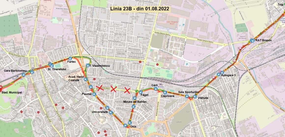 RATBV modifică traseul linie 23B începând de azi, 1 august 2022