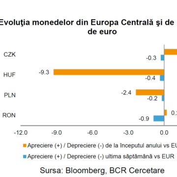 BCR Info: Toate monedele din regiune s-au depreciat față de euro în ultima săptămână