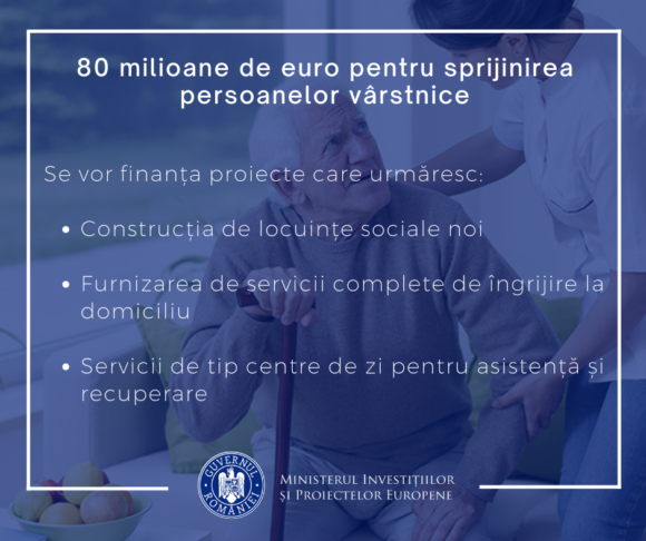80 milioane de euro pentru sprijinirea persoanelor vârstnice. MIPE a lansat un pachet de servicii de îngrijire la domiciliu