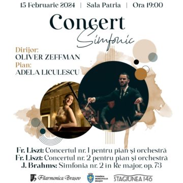 Concert extraordinar la Sala Patria cu dirijorul Oliver Zeffman și pianista Adela Liculescu