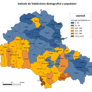 Populaţia judeţului Braşov după domiciliu și indicele de îmbătrânire la 1 ianuarie 2024