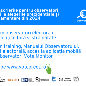 Coaliția VotCorect desfășoară campania de înscrieri pentru observatori electorali la alegerile prezidențiale și parlamentare din 2024