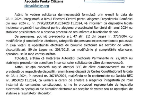 Decizia CCR și comunicatele CSAT și STS cu privire la alegerile prezidențiale din 24 noiembrie 2024. USR contestă decizia BEC de renumărare a voturilor