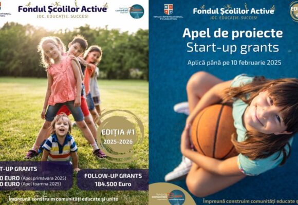 Apel de proiecte Fondul Școlilor Active cu o finanțare totală de 214.500 euro pentru proiecte care intervin holistic în comunitate pentru reducerea abandonului școlar prin educație și sport