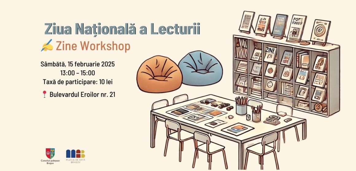 Workshop creativ de zine, bibliotecă pop-up și expoziție virtuală de Ziua Națională a Lecturii la Muzeul de Artă Brașov