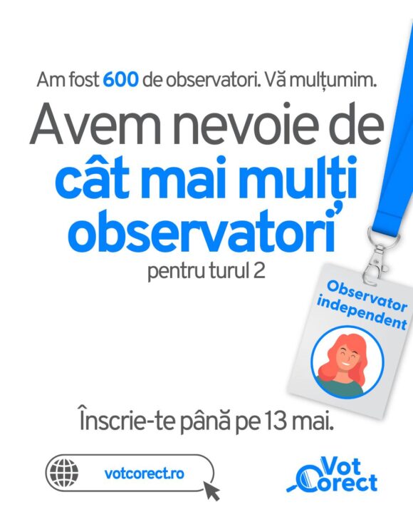 Coaliția Vot Corect a deschis înscrierile pentru observatori independenți la turul doi al alegerilor prezidențiale