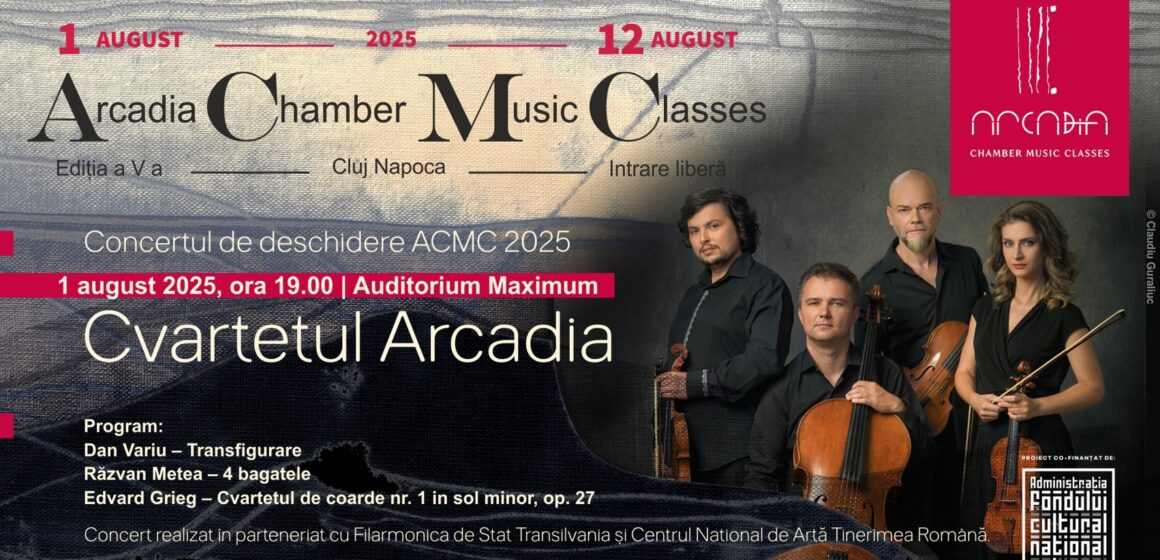 Cluj-Napoca | O celebrare a muzicii camerale. Cvartetul Arcadia deschide Arcadia CHAMBER MUSIC CLASSES – 2025 Cluj-Napoca | O celebrare a muzicii camerale. Cvartetul Arcadia deschide Arcadia CHAMBER MUSIC CLASSES – 2025