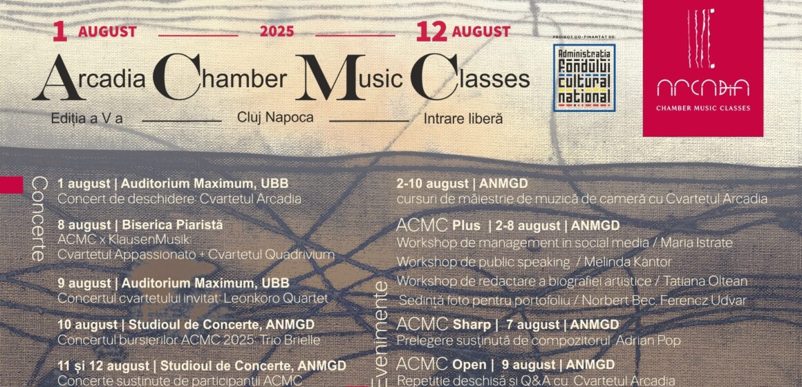 Cluj-Napoca | Atelierul pentru tineri muzicieni clasici, Arcadia CHAMBER MUSIC CLASSES, revine cu cea de-a cincea ediție