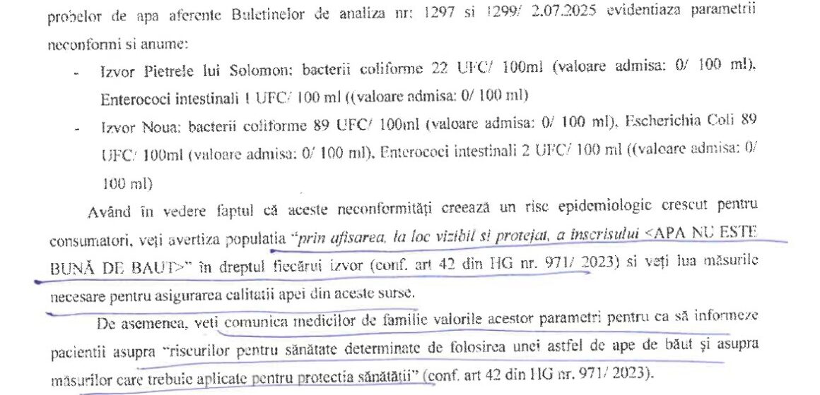 Apa NU este potabilă la izvoarele Pietrele lui Solomon și Noua, anunță DSP Brașov Apa NU este potabilă la izvoarele Pietrele lui Solomon și Noua, anunță DSP Brașov