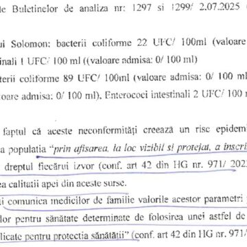 Apa NU este potabilă la izvoarele Pietrele lui Solomon și Noua, anunță DSP Brașov