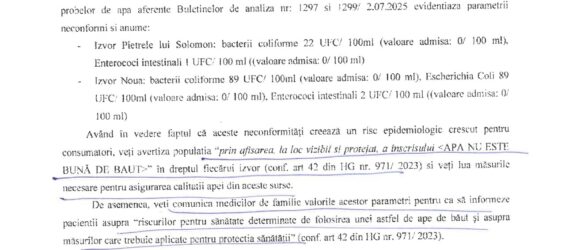 Apa NU este potabilă la izvoarele Pietrele lui Solomon și Noua, anunță DSP Brașov