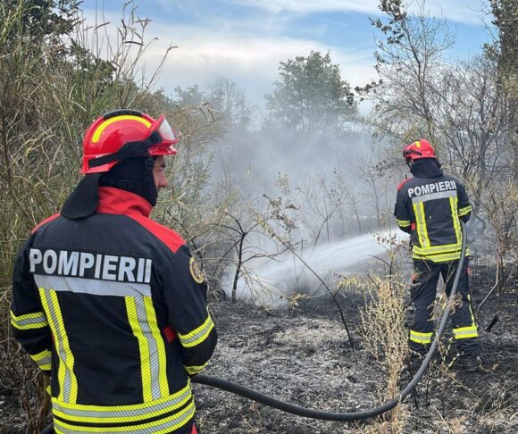 Pompierii români au intervenit pentru stingerea unui incendiu de vegetație în zona Toulouges, în cadrul misiunii de pre-poziționare din Franța