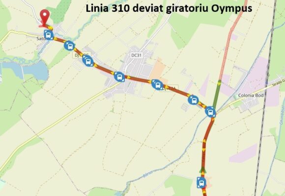 RATBV anunță modificări la traseul și orarul liniei metropolitane 310 Brașov (Terminal Gară) – Hălchiu (Satu Nou)