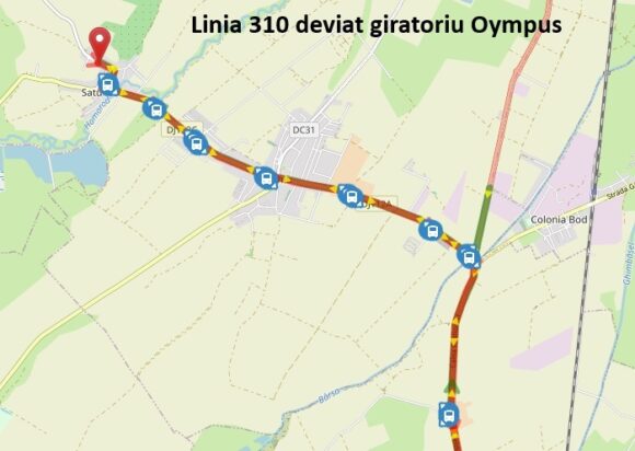 RATBV anunță modificări la traseul și orarul liniei metropolitane 310 Brașov (Terminal Gară) – Hălchiu (Satu Nou)