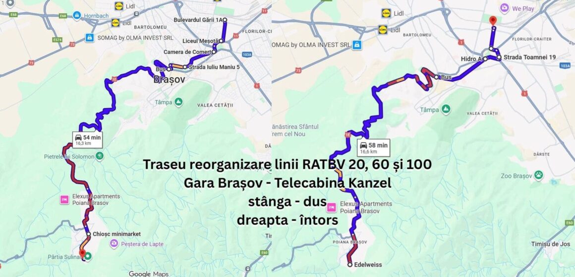 Propunere pentru reorganizarea liniilor RATBV 20, 60 și 100