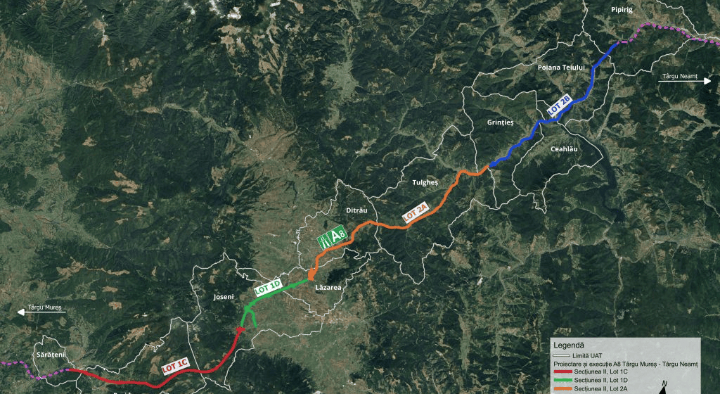 CNIR a emis Decizia de expropriere pentru secțiunea Miercurea Nirajului – Leghin a Autostrăzii A8 Târgu Mureș – Târgu Neamț