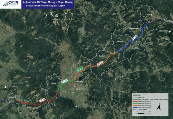CNIR a emis Decizia de expropriere pentru secțiunea Miercurea Nirajului – Leghin a Autostrăzii A8 Târgu Mureș – Târgu Neamț