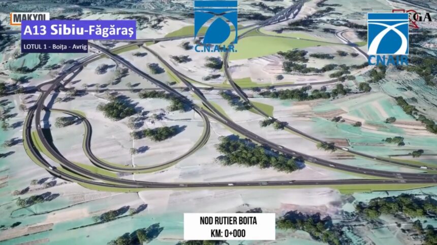 Se lucrează pe lotul 1 Boița – Avrig al Autostrăzii A 13 Sibiu – Făgăraș