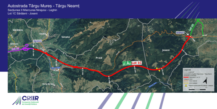 CNIR a predat amplasamentul lotului 1C Sărățeni-Joseni al Autostrăzii A8 Târgu Mureș-Târgu Neamț