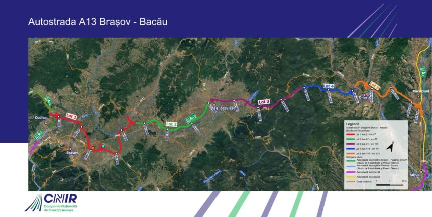 CNIR a stabilit împărțirea pe loturi a Autostrăzii A13 Brașov-Bacău