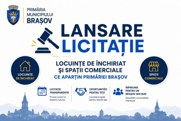 10 spații de locuit și 9 spații comerciale ale municipiului Brașov sunt scoase la licitație publică