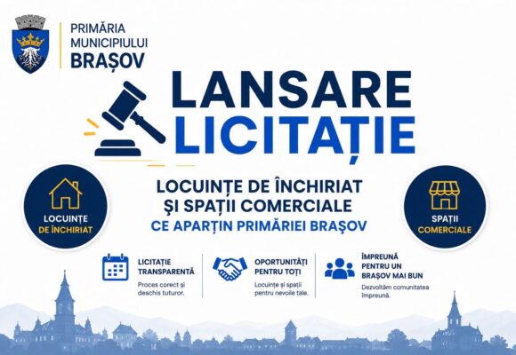10 spații de locuit și 9 spații comerciale ale municipiului Brașov sunt scoase la licitație publică