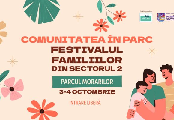 Comunitatea în Parc – Festivalul Familiilor din Sectorul 2. Un nou festival cultural și creativ are loc pe 3 și 4 octombrie în Parcul Morarilor