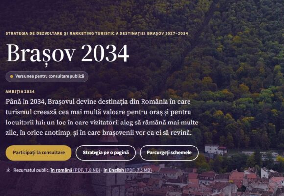 Strategia de dezvoltare și marketing turistic a municipiului Brașov pentru 2027–2034 a fost pusă în consultare Strategia de dezvoltare și marketing turistic a municipiului Brașov pentru 2027–2034 a fost pusă în consultare